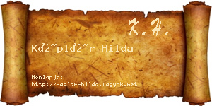 Káplár Hilda névjegykártya